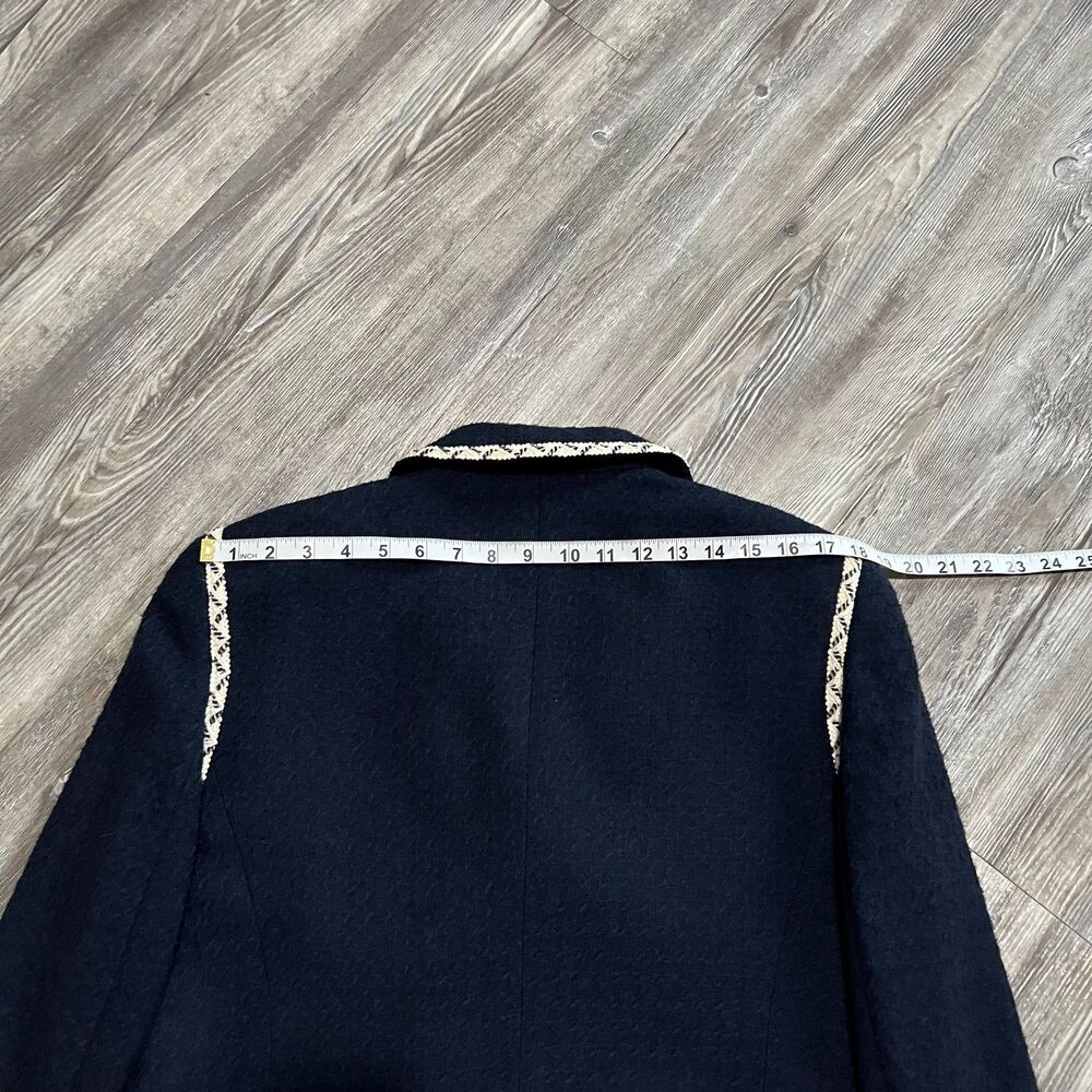 Louis Feraud Women’s Wool Blend Blazer Jacket Navy Gold Button Trim Size 44 US14 - Picture 5 of 12
